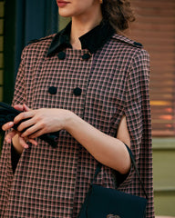 The Double-breasted Plaid Cape Coat | Rihoas