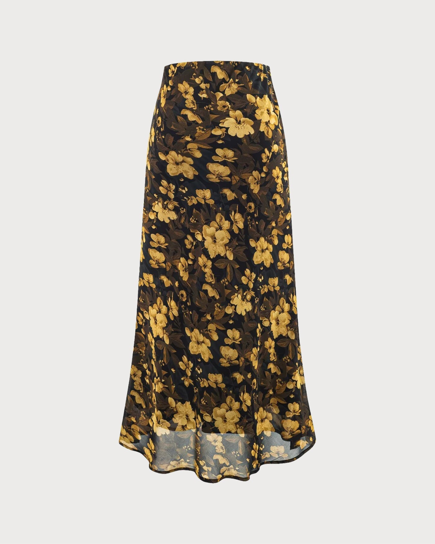 Black Floral Elastic Waist Skirt | Rihoas