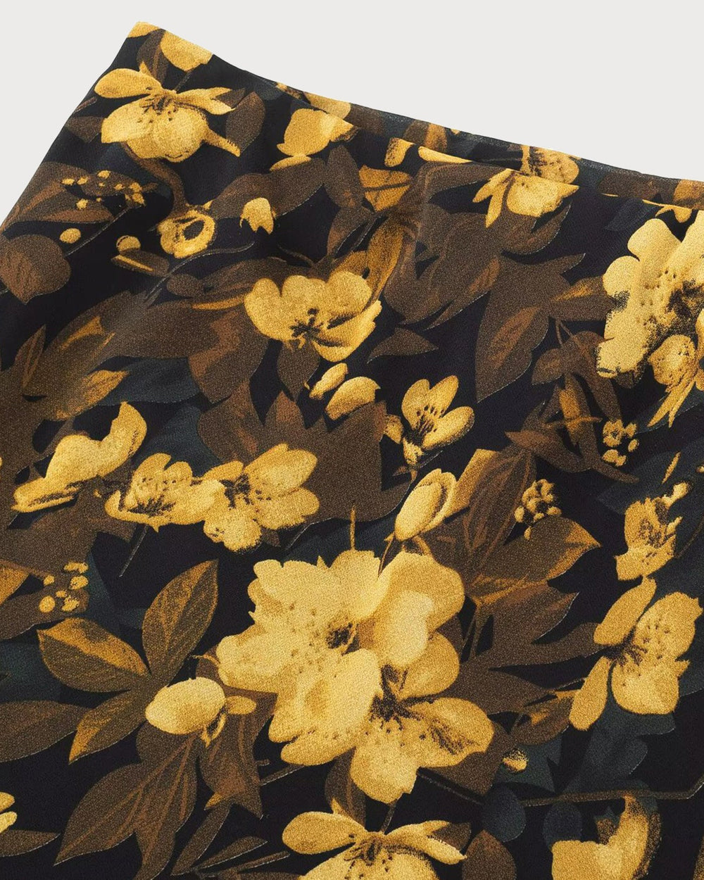 Black Floral Elastic Waist Skirt | Rihoas