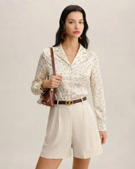 Apricot Floral Collar Blouse | Rihoas
