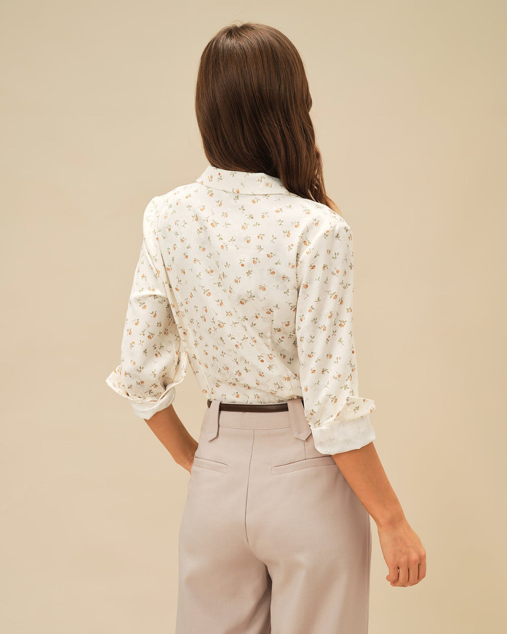 Apricot Floral Collar Blouse | Rihoas