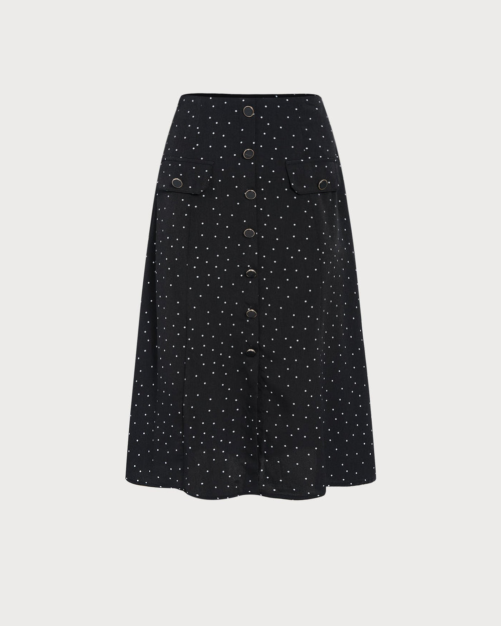Black Polka Dot Midi Skirt | Rihoas