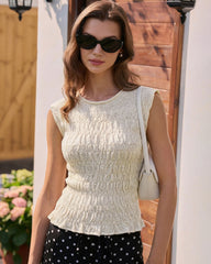 Apricot Round Neck Textured Sweater | Rihoas