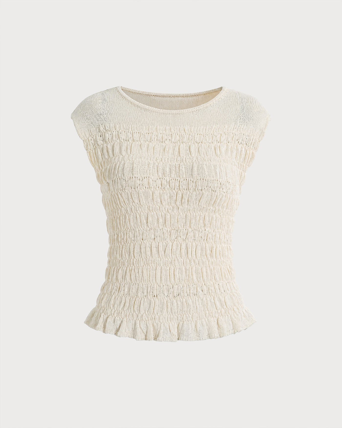 Apricot Round Neck Textured Sweater | Rihoas