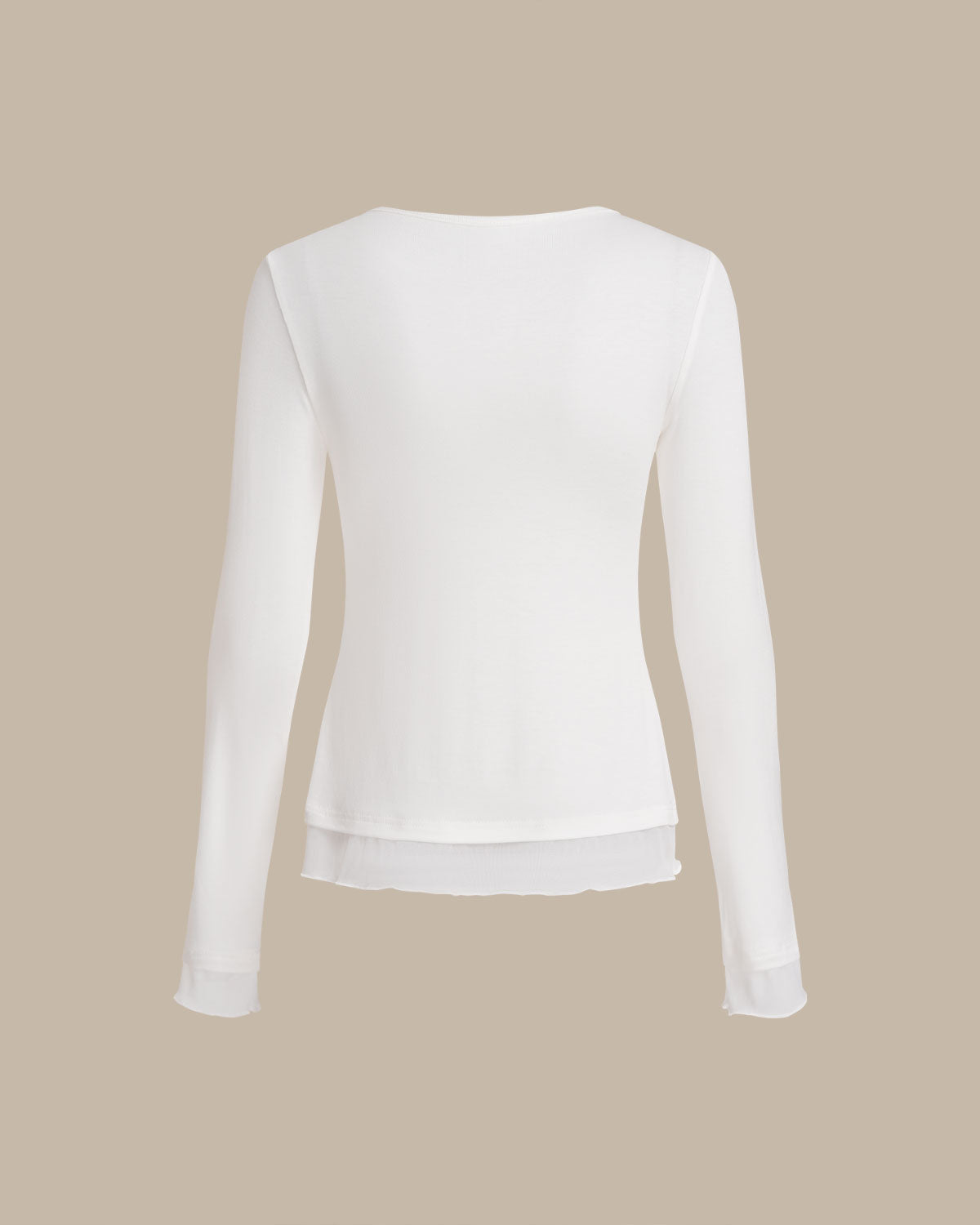 White Round Neck Knit Slim Tee | Rihoas