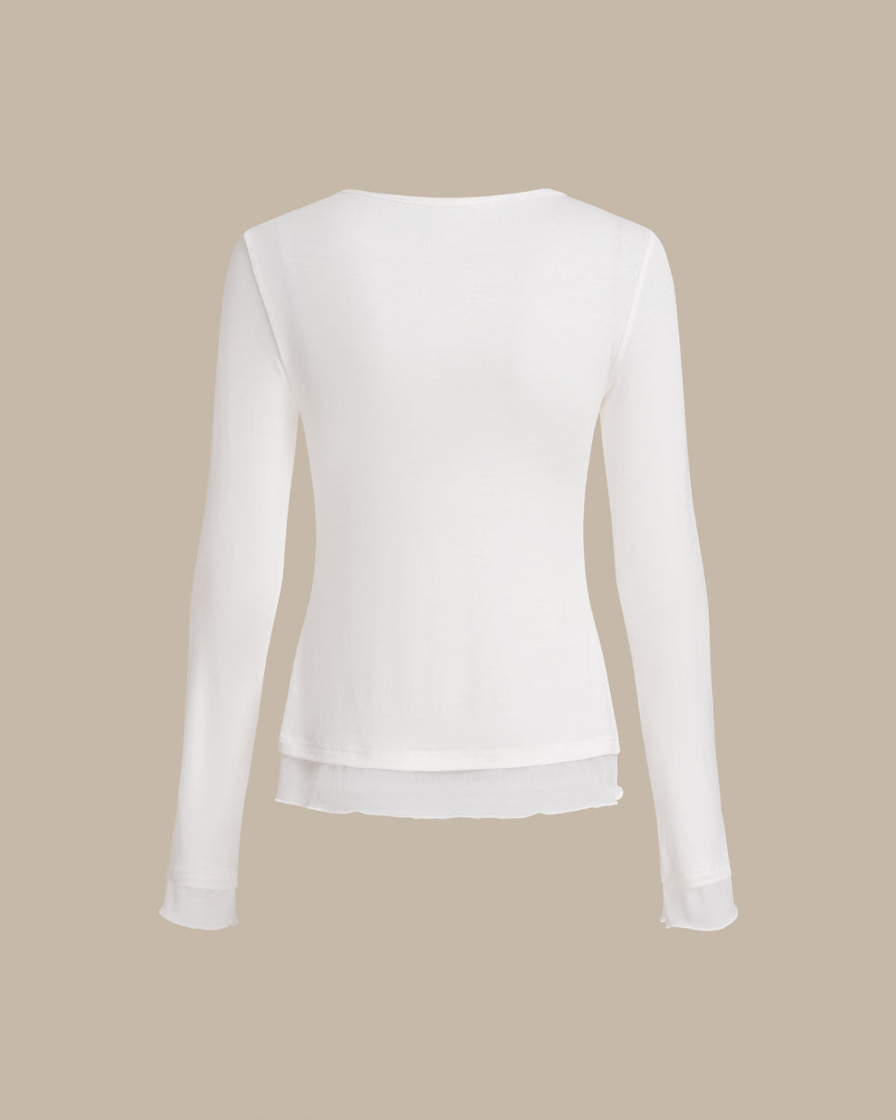 White Round Neck Knit Slim Tee | Rihoas