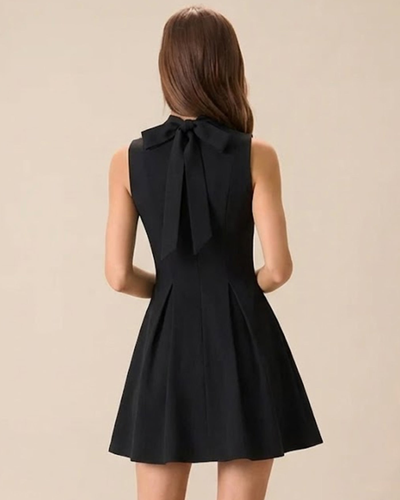 Black Mock Neck Ruched Sleeveless Mini Dress | Rihoas