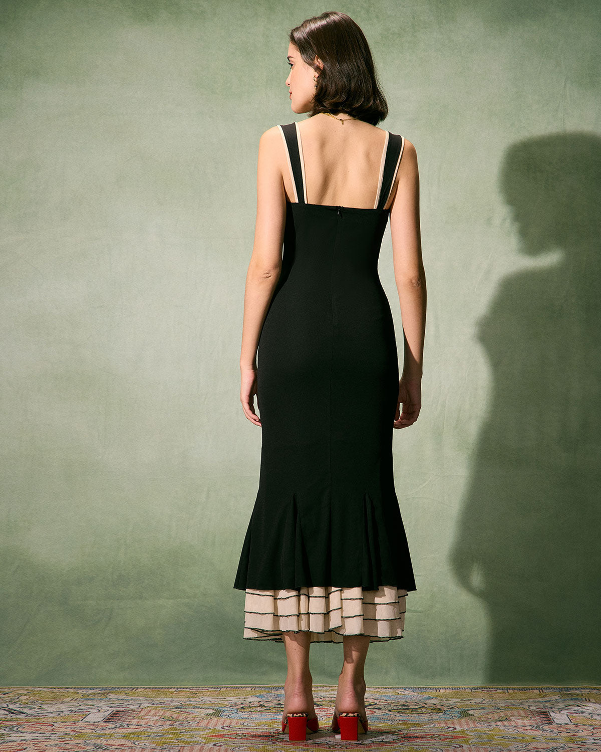 The Black Sweetheart Neck Bodycon Slip Maxi Dress | Rihoas