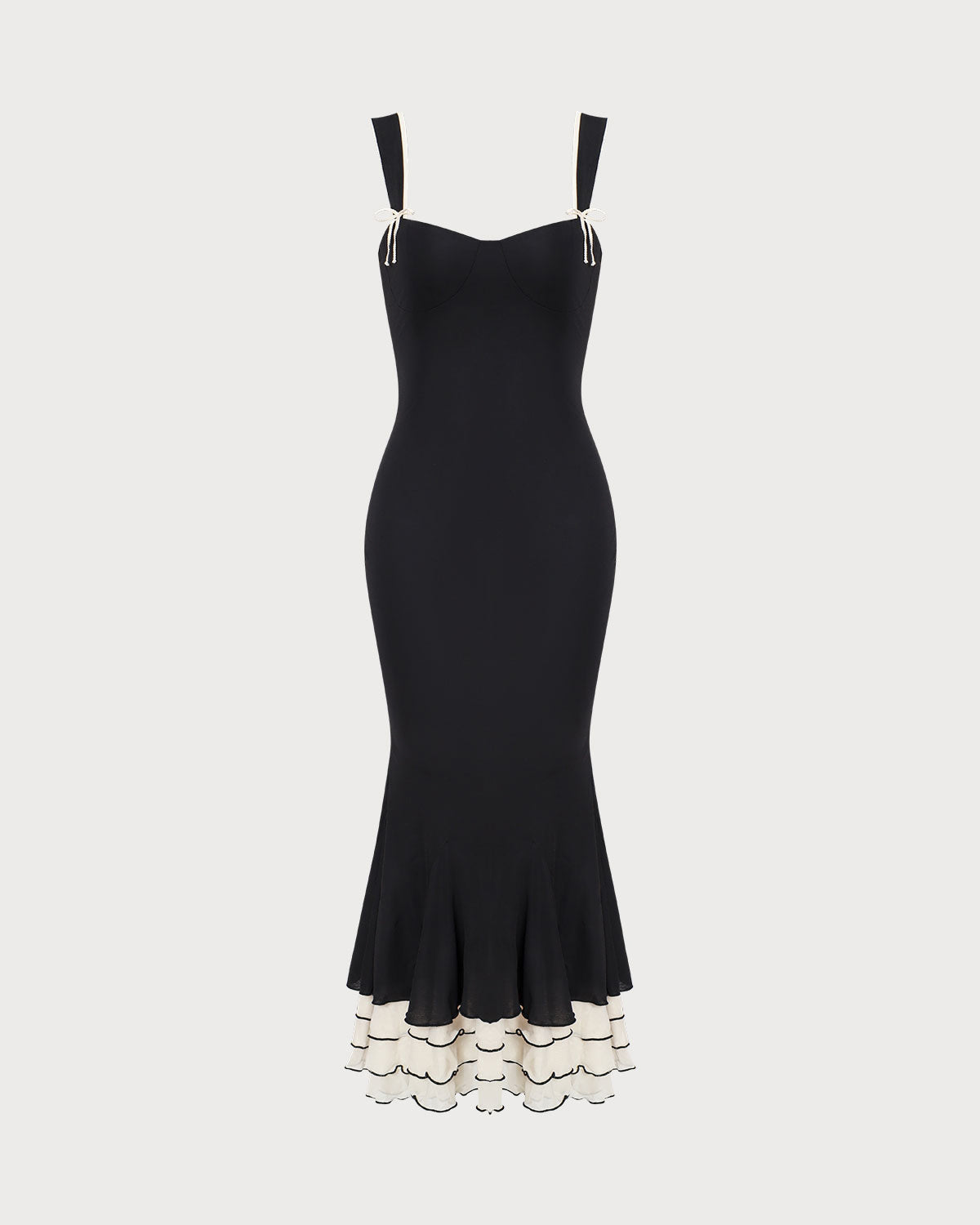 The Black Sweetheart Neck Bodycon Slip Maxi Dress | Rihoas