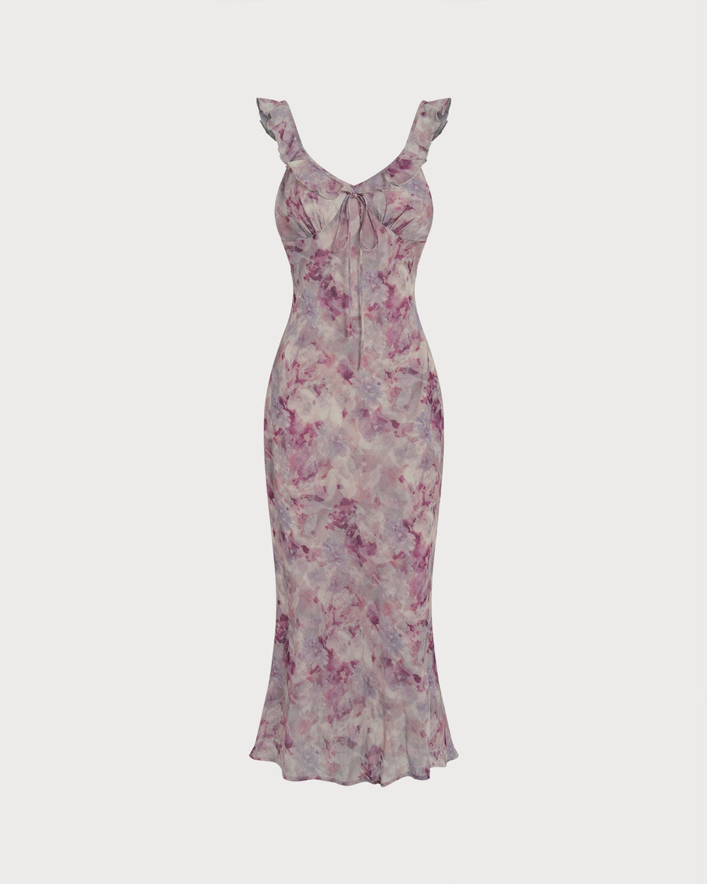 Purple Ruffle A-Line Slip Maxi Dress | Rihoas
