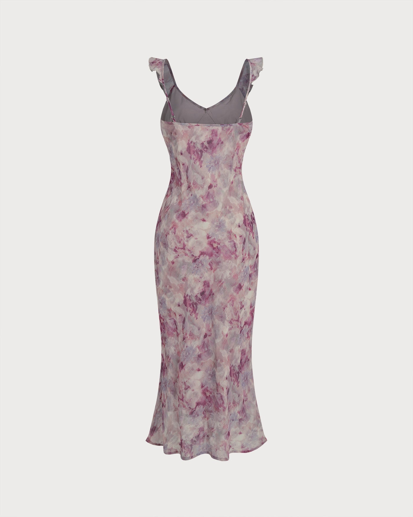 Purple Ruffle A-Line Slip Maxi Dress | Rihoas