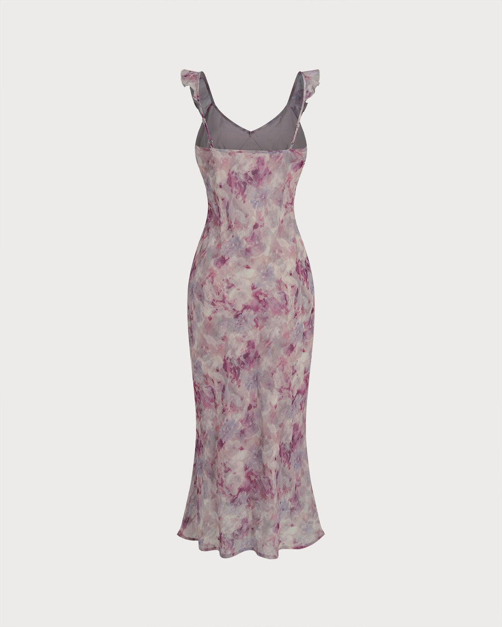 Purple Ruffle A-Line Slip Maxi Dress | Rihoas