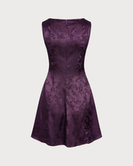 Purple Sleeveless Floral Mini Dress | Rihoas