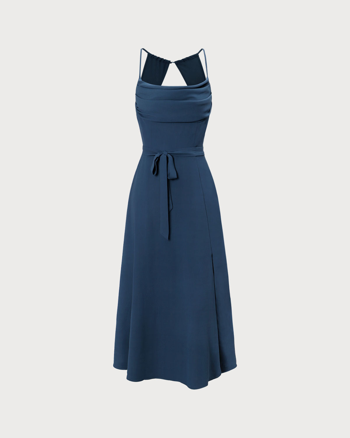 The Navy Cowl Neck Cutout Back Maxi Dress | Rihoas