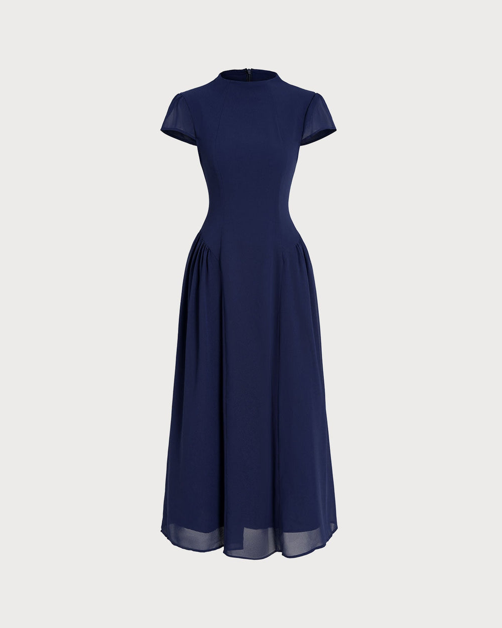Blue Puffed Sleeve Midi Dress | Rihoas