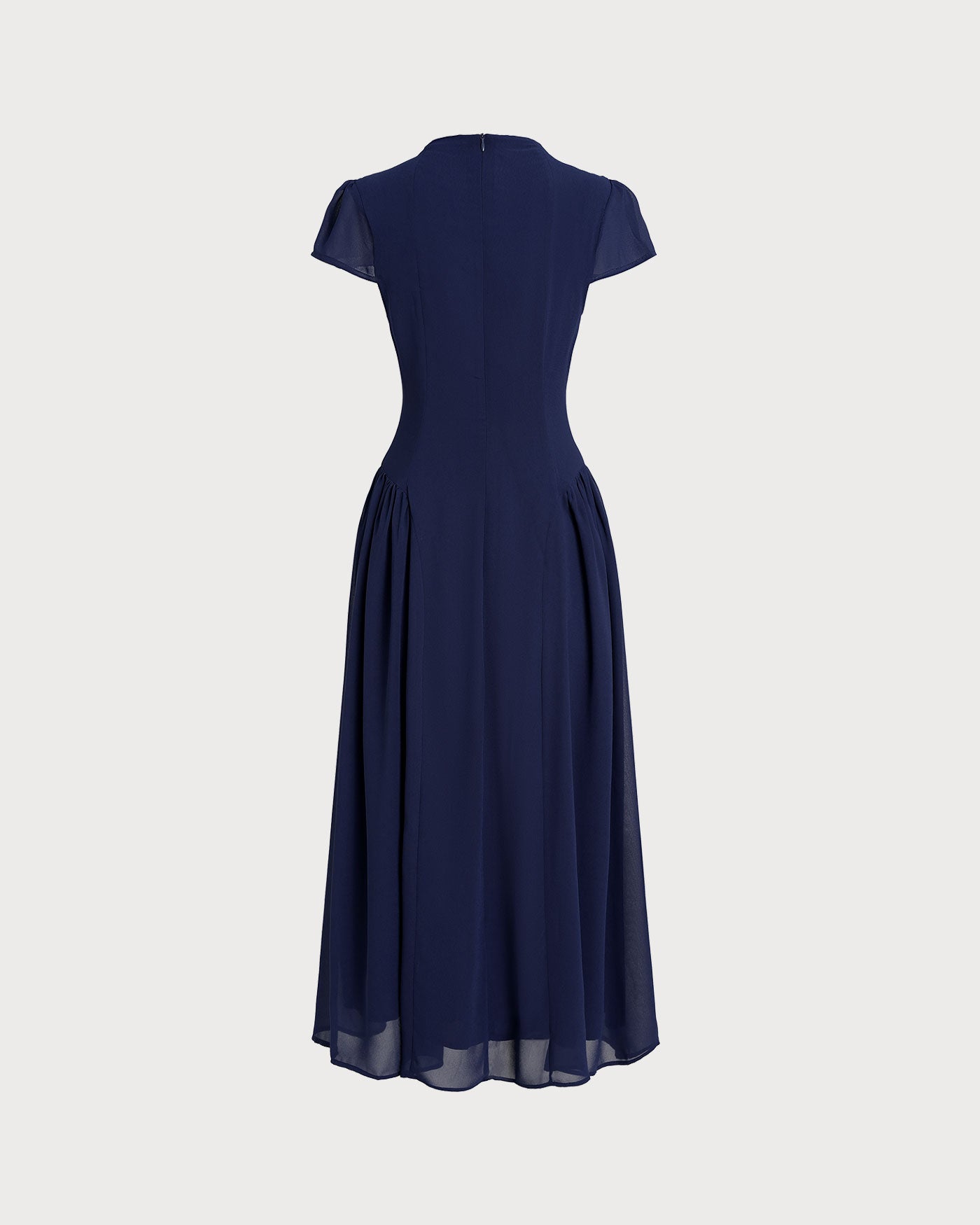 Blue Puffed Sleeve Midi Dress | Rihoas