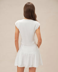 White Cap Sleeve Button Blouse | Rihoas