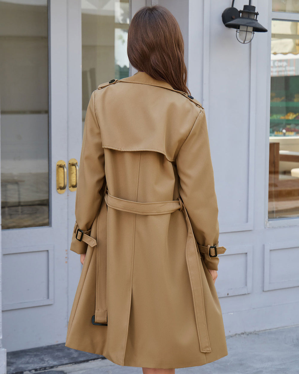 Khaki Belted Trench Coat | Rihoas