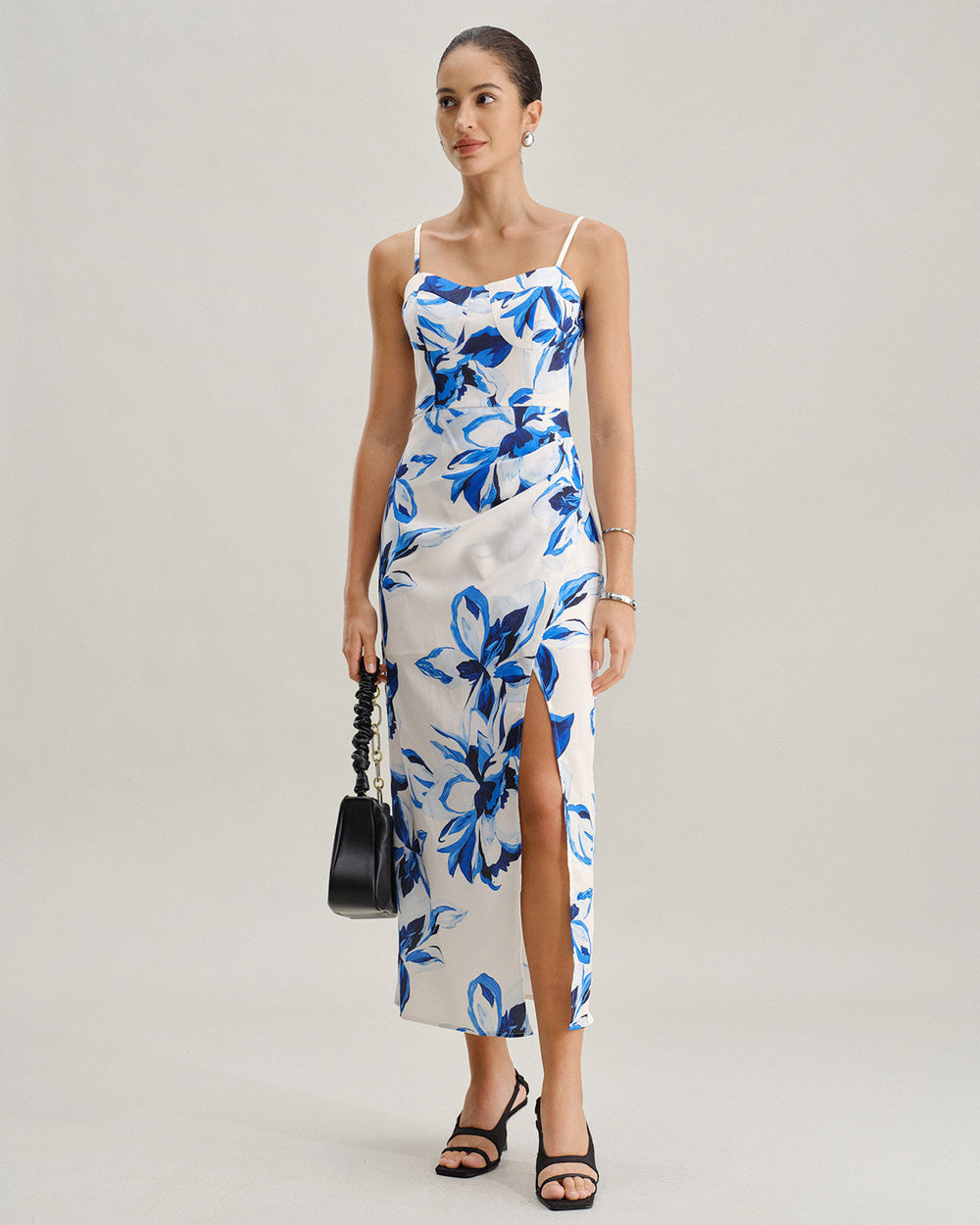 Blue Floral Bohemian Slip Maxi Dress | Rihoas