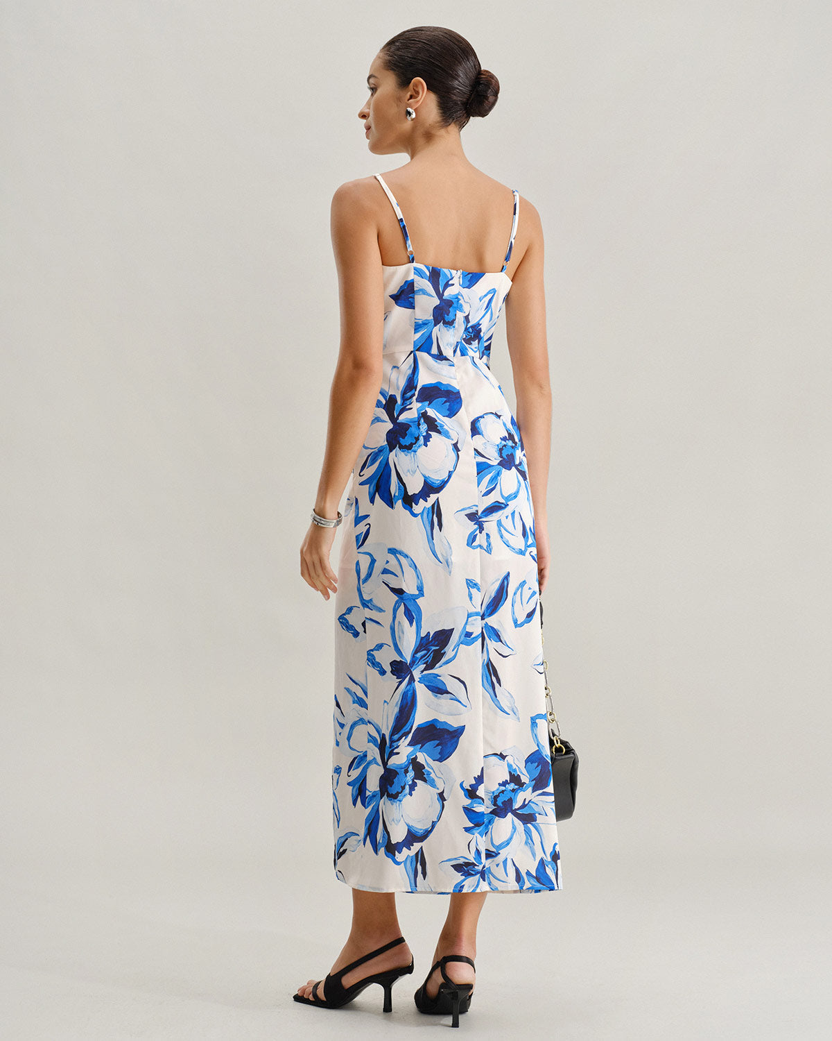 Blue Floral Bohemian Slip Maxi Dress | Rihoas