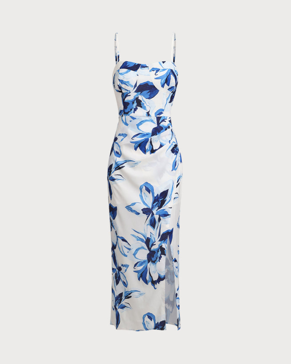 Blue Floral Bohemian Slip Maxi Dress | Rihoas