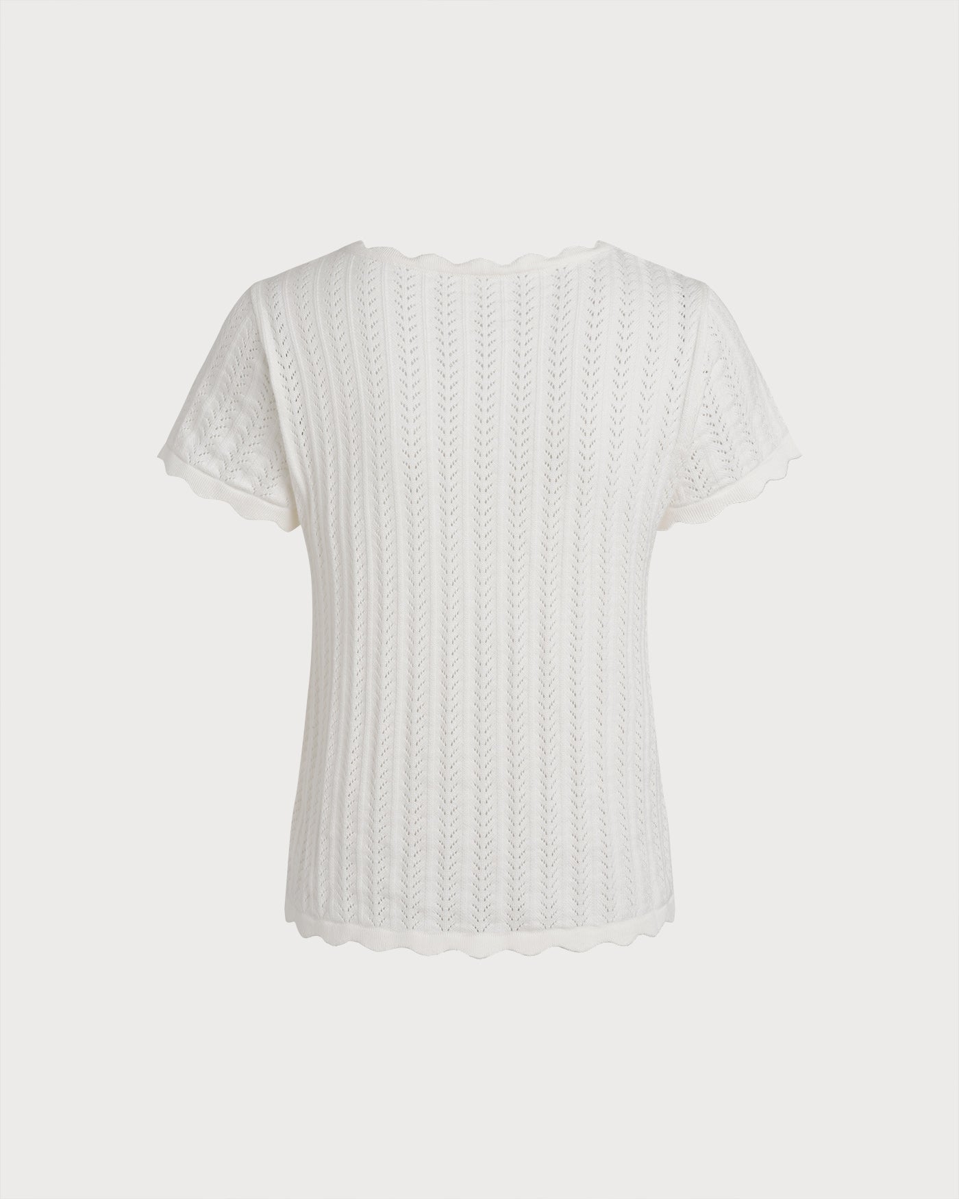 White Square Neck Textured Tee | Rihoas