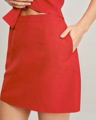 Red Pockets A-Line Mini Skirt | Rihoas