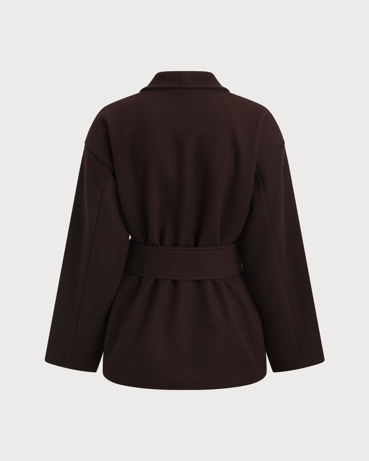 Coffee Belted Shawl Coat | Rihoas