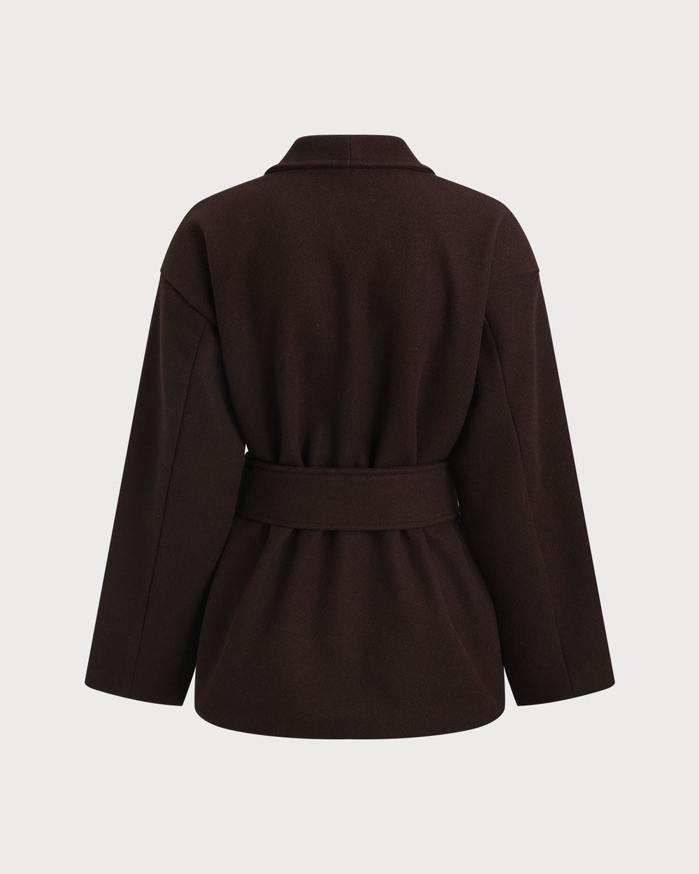 Coffee Belted Shawl Coat | Rihoas