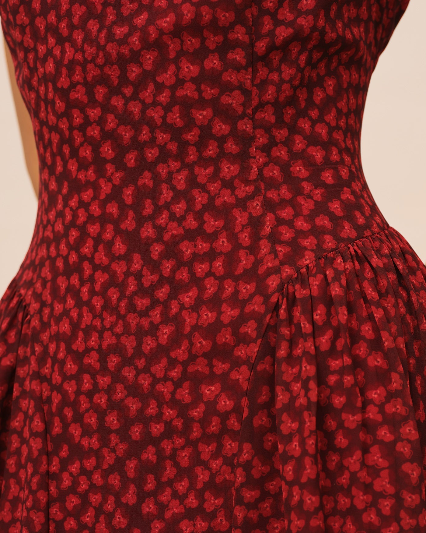 Red Cap Sleeve Floral Maxi Dress | Rihoas