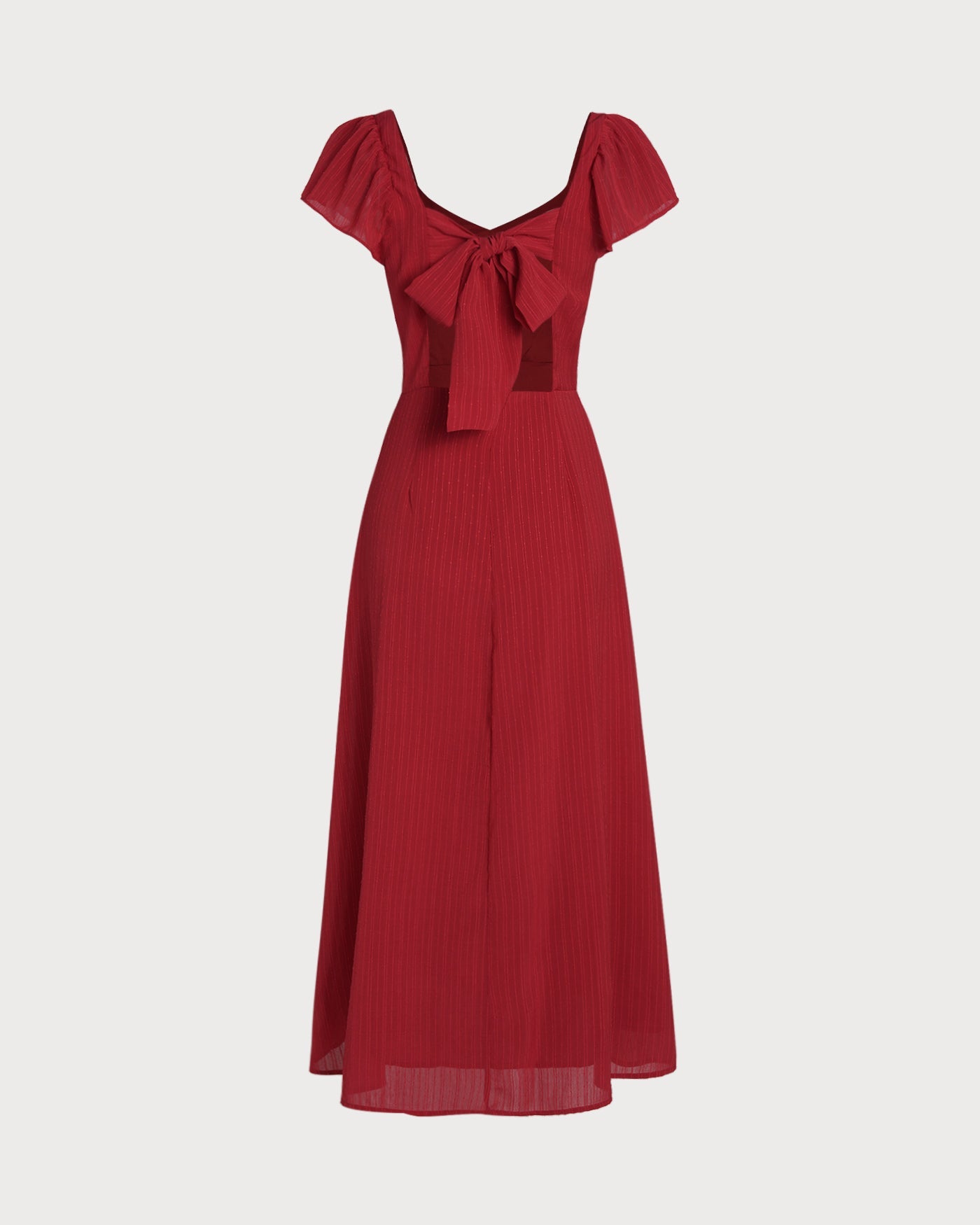 Red Sweetheart Neck Jacquard Maxi Dress | Rihoas