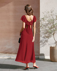 Red Sweetheart Neck Jacquard Maxi Dress | Rihoas