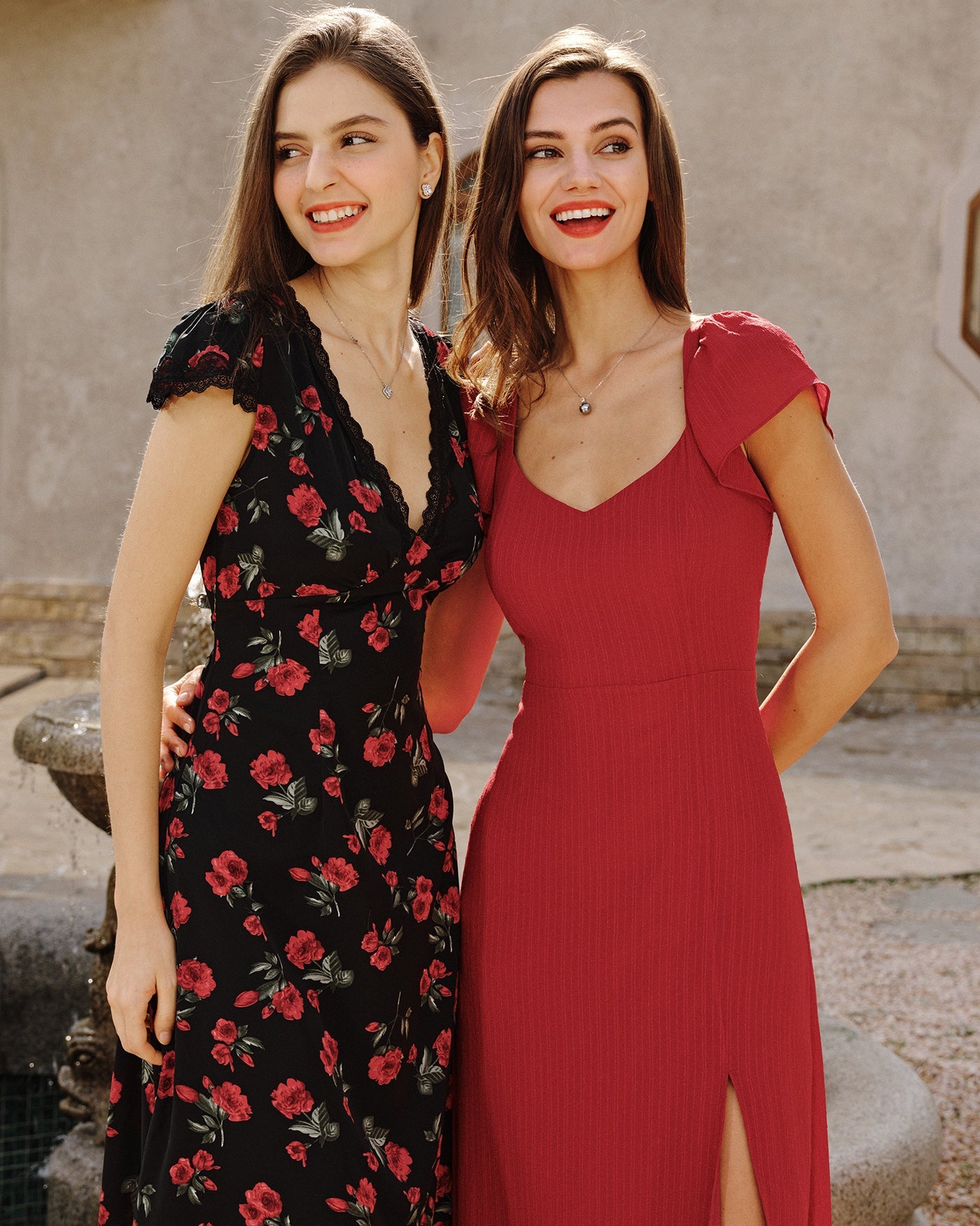 Red Sweetheart Neck Jacquard Maxi Dress | Rihoas