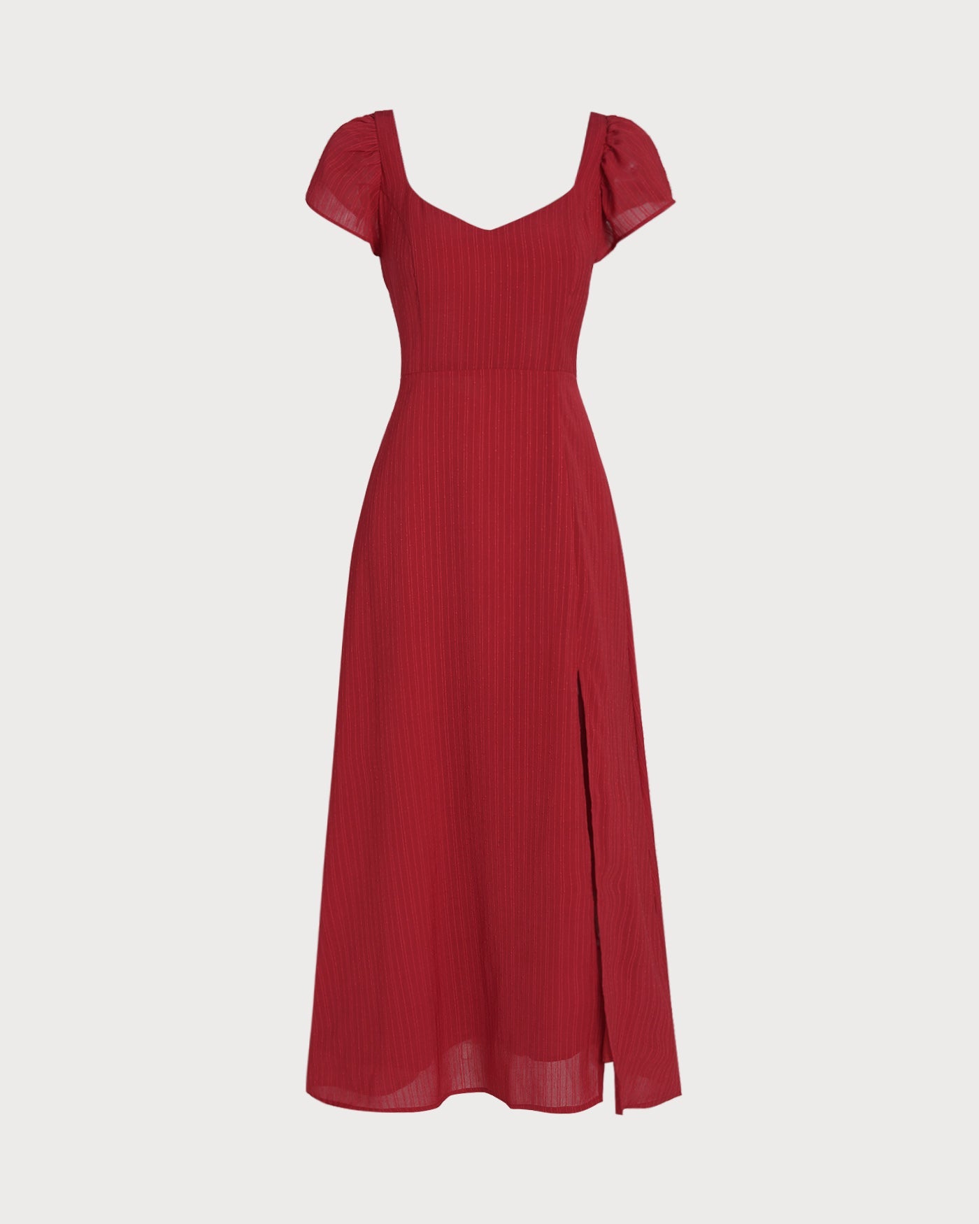 Red Sweetheart Neck Jacquard Maxi Dress | Rihoas