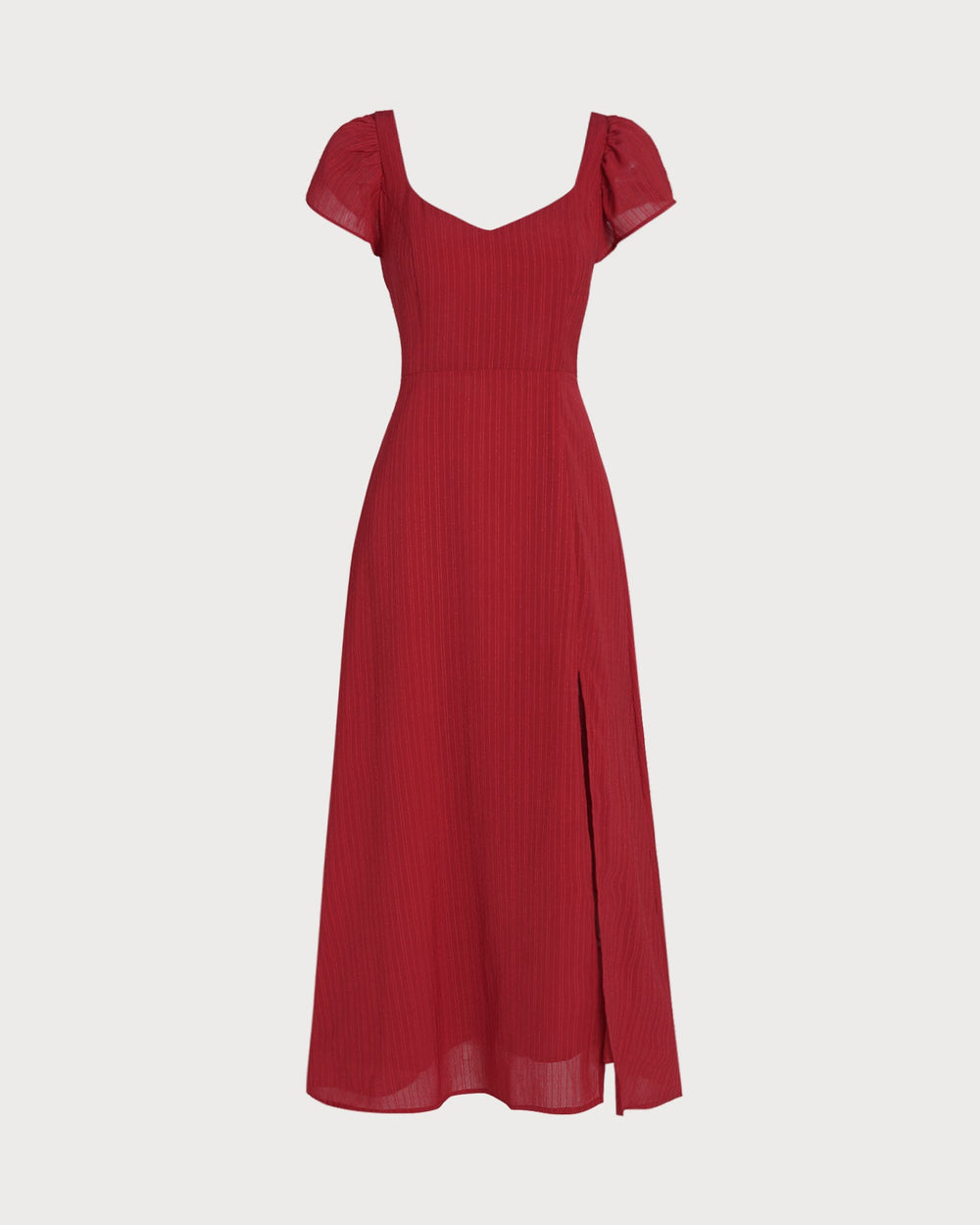 Red Sweetheart Neck Jacquard Maxi Dress | Rihoas