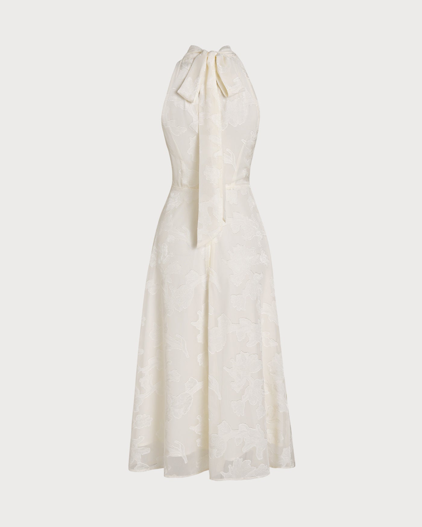 Beige Halter Floral Midi Dresses | Rihoas