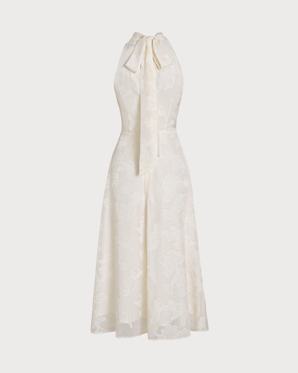 Beige Halter Floral Midi Dresses | Rihoas