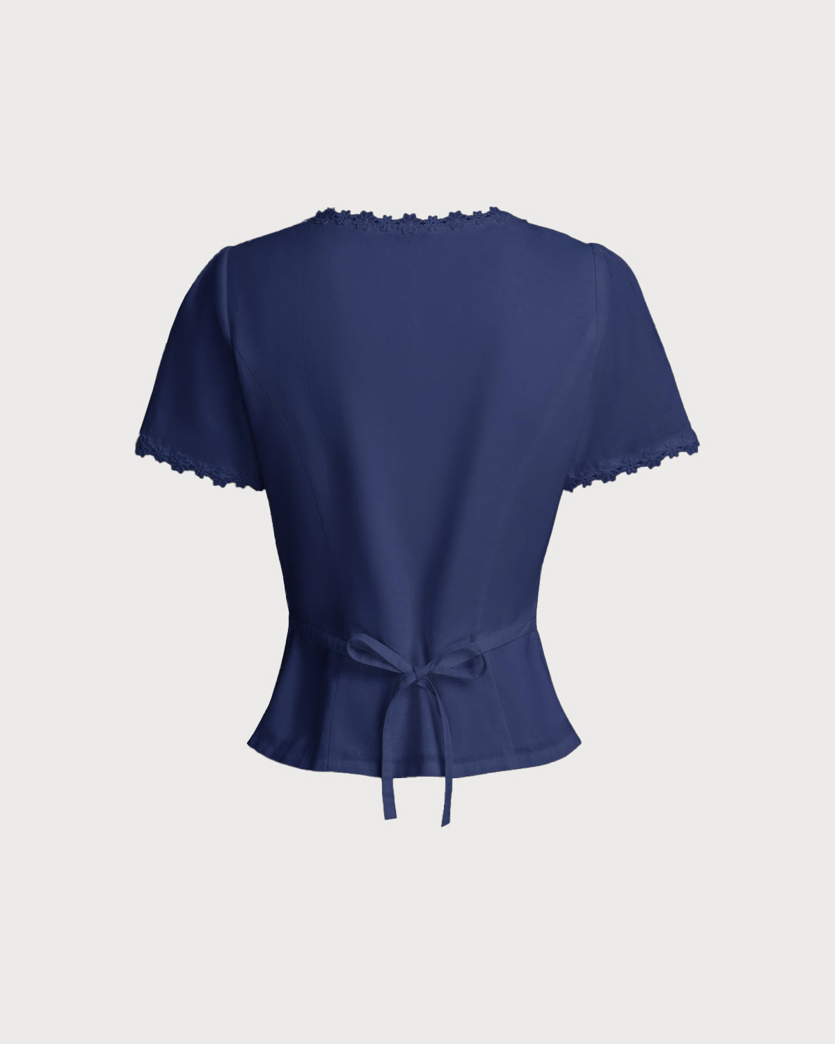 Navy Square Neck Button Blouse | Rihoas