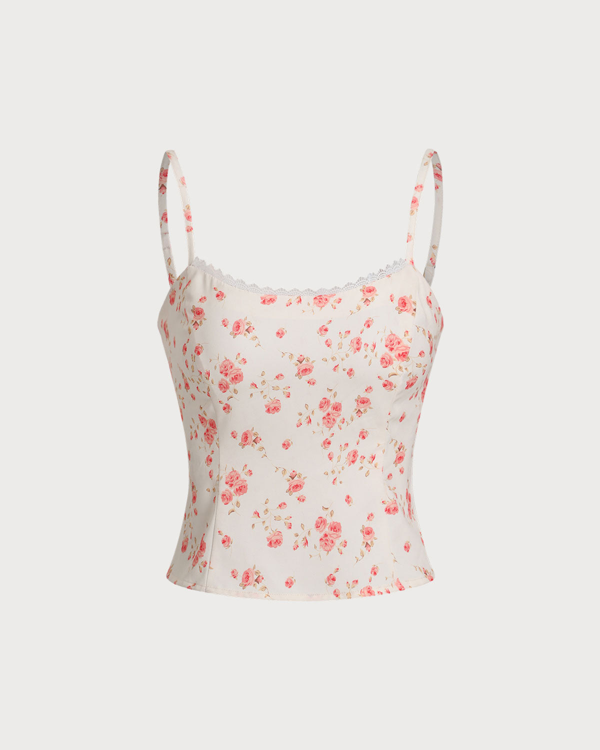 Pink Floral Cropped Cami Top | Rihoas