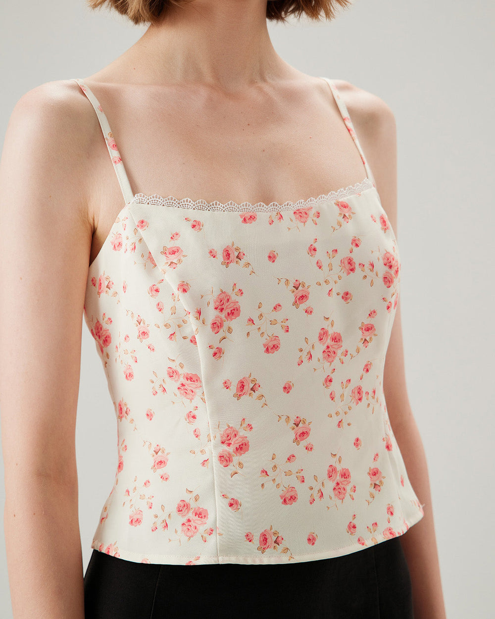 Pink Floral Cropped Cami Top | Rihoas