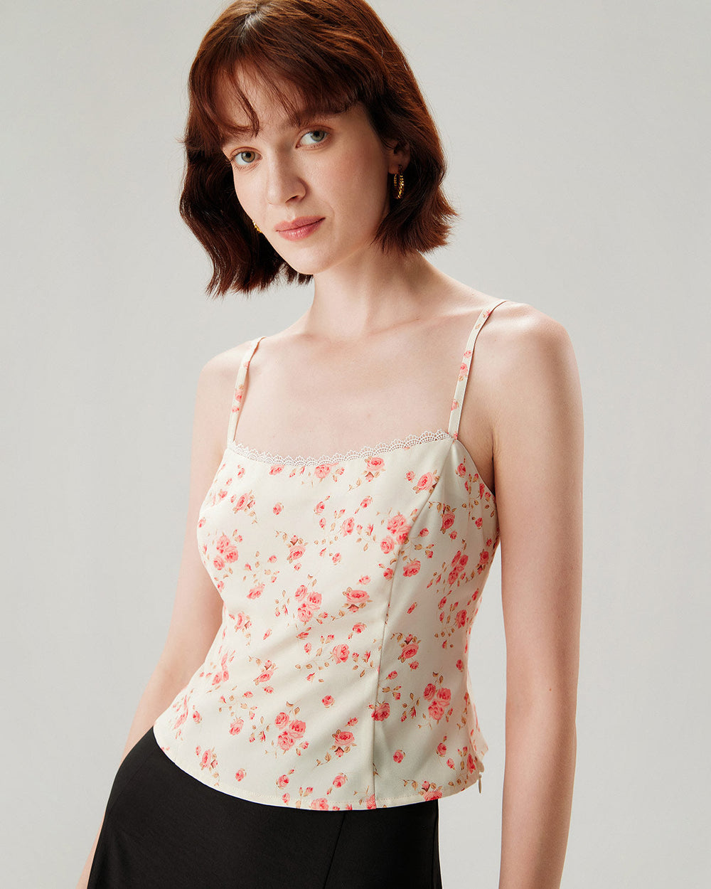 Pink Floral Cropped Cami Top | Rihoas