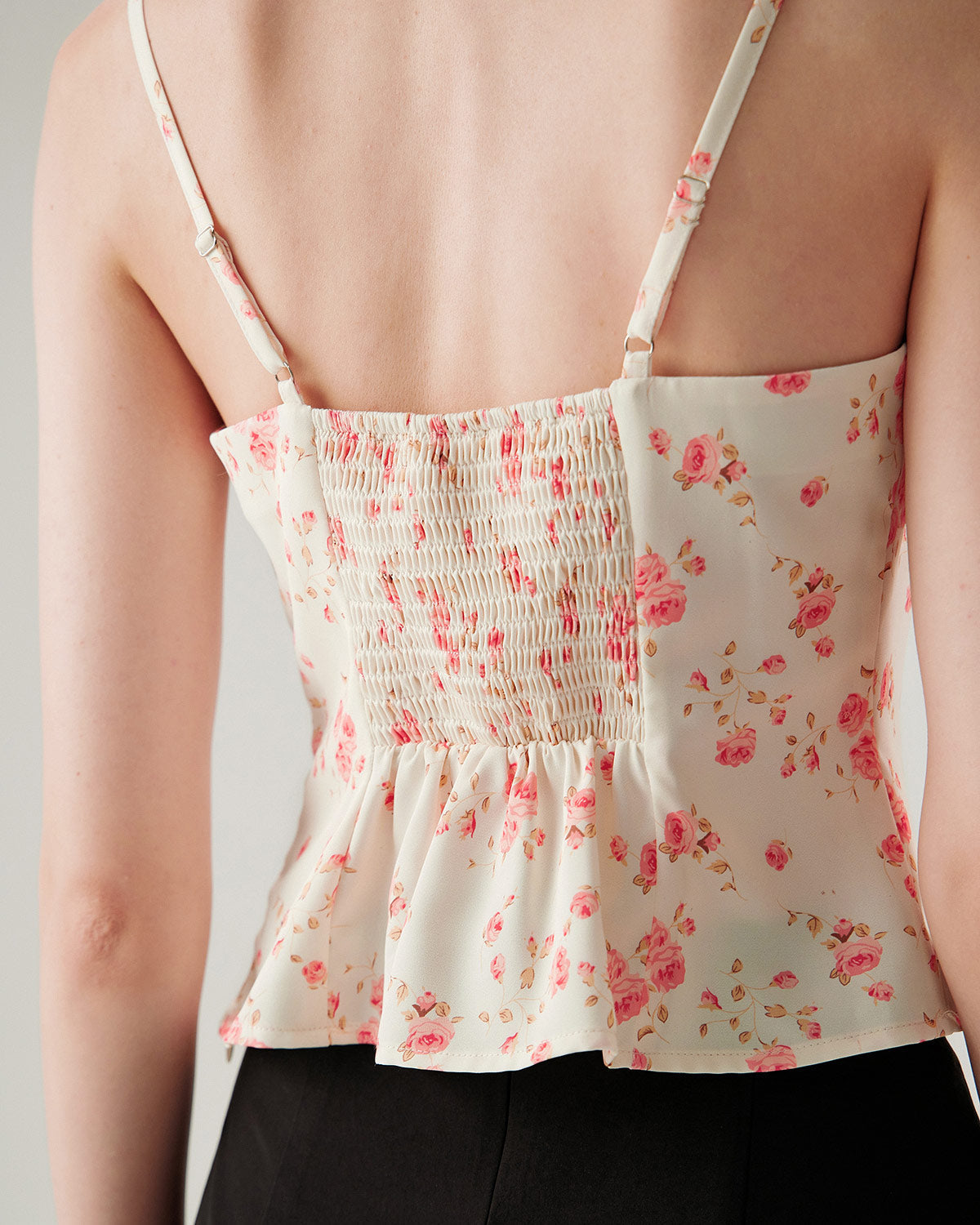 Pink Floral Cropped Cami Top | Rihoas