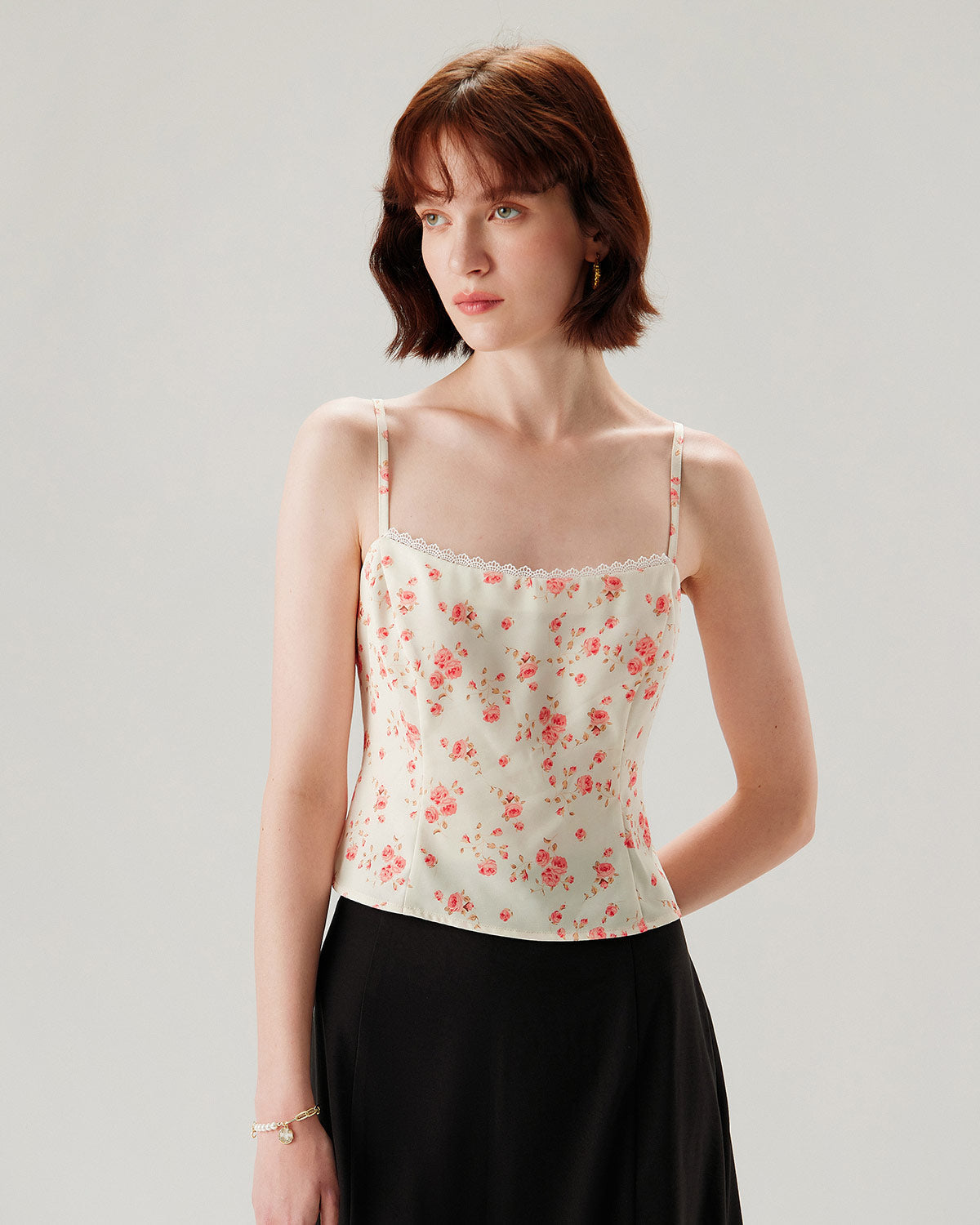 Pink Floral Cropped Cami Top | Rihoas