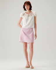 White Lace Puffed Sleeve Tee | Rihoas