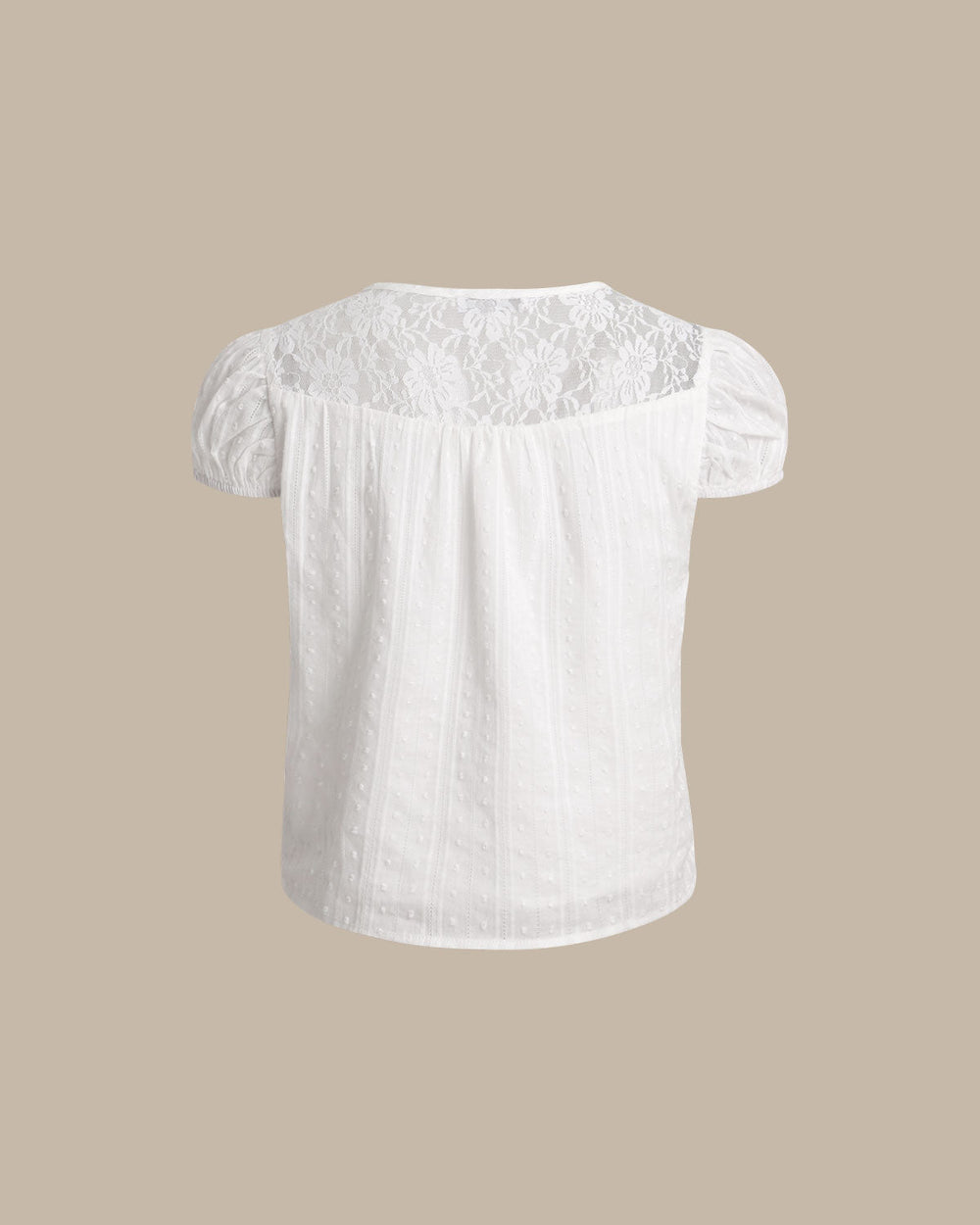 White Lace Puffed Sleeve Tee | Rihoas