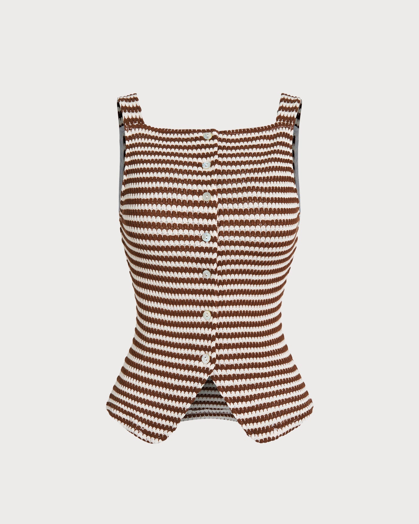 Brown Square Neck Tank Top | Rihoas