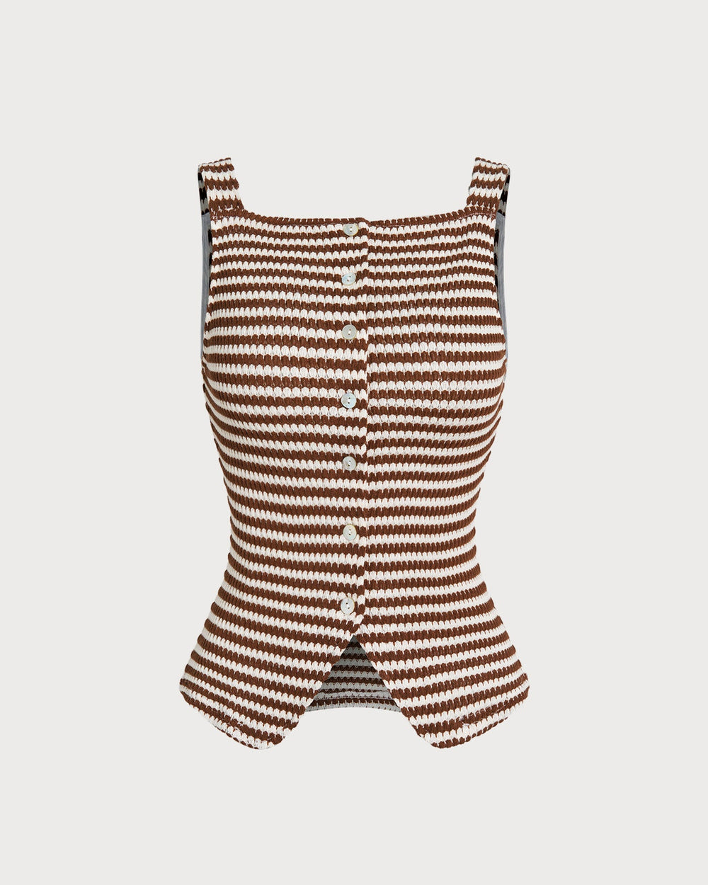 Brown Square Neck Tank Top | Rihoas
