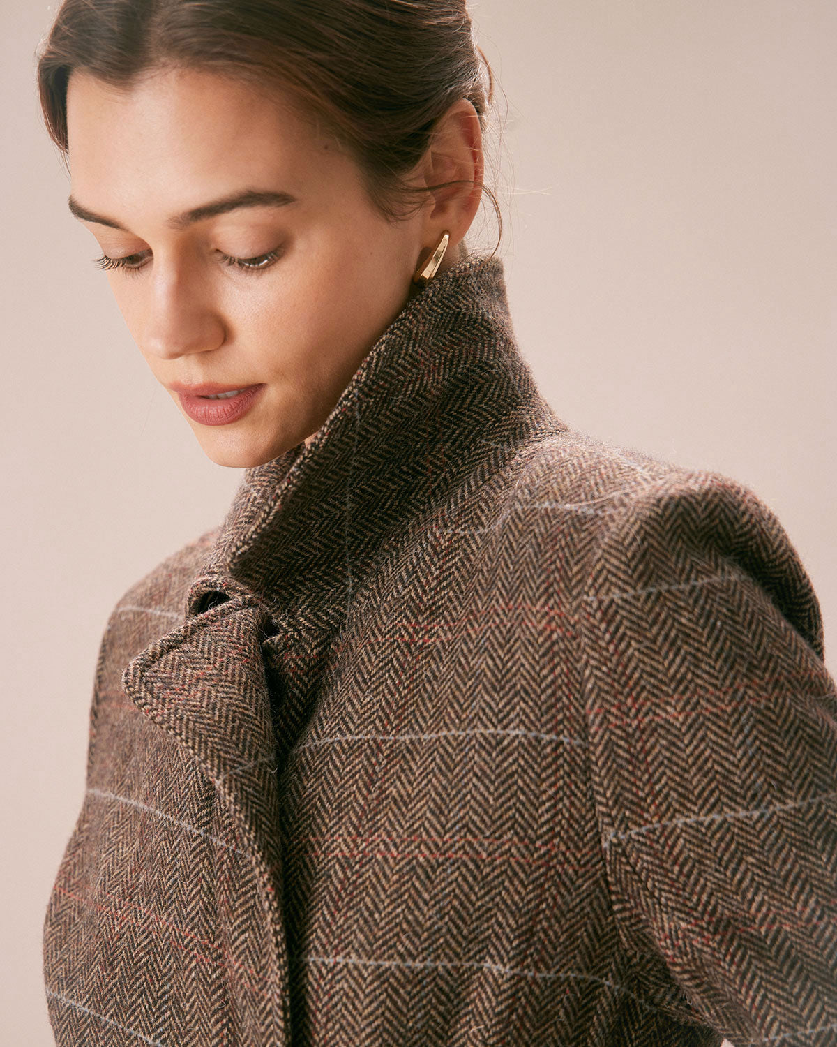 The Coffee Lapel Belted Double Breasted Coat | Rihoas