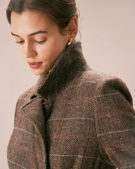 The Coffee Lapel Belted Double Breasted Coat | Rihoas
