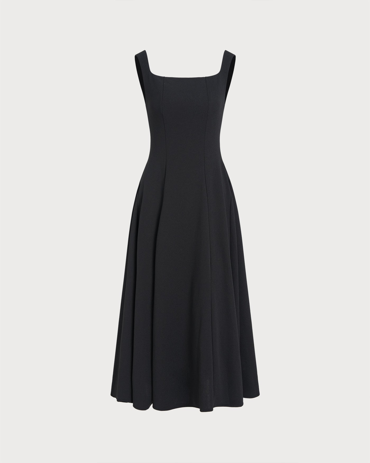 Black Solid Zipper Slip Midi Dress | Rihoas